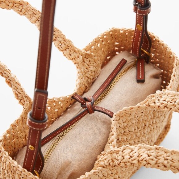 NWT MANGO Raffia Effect Shoulder Bag - Picture 4 of 5